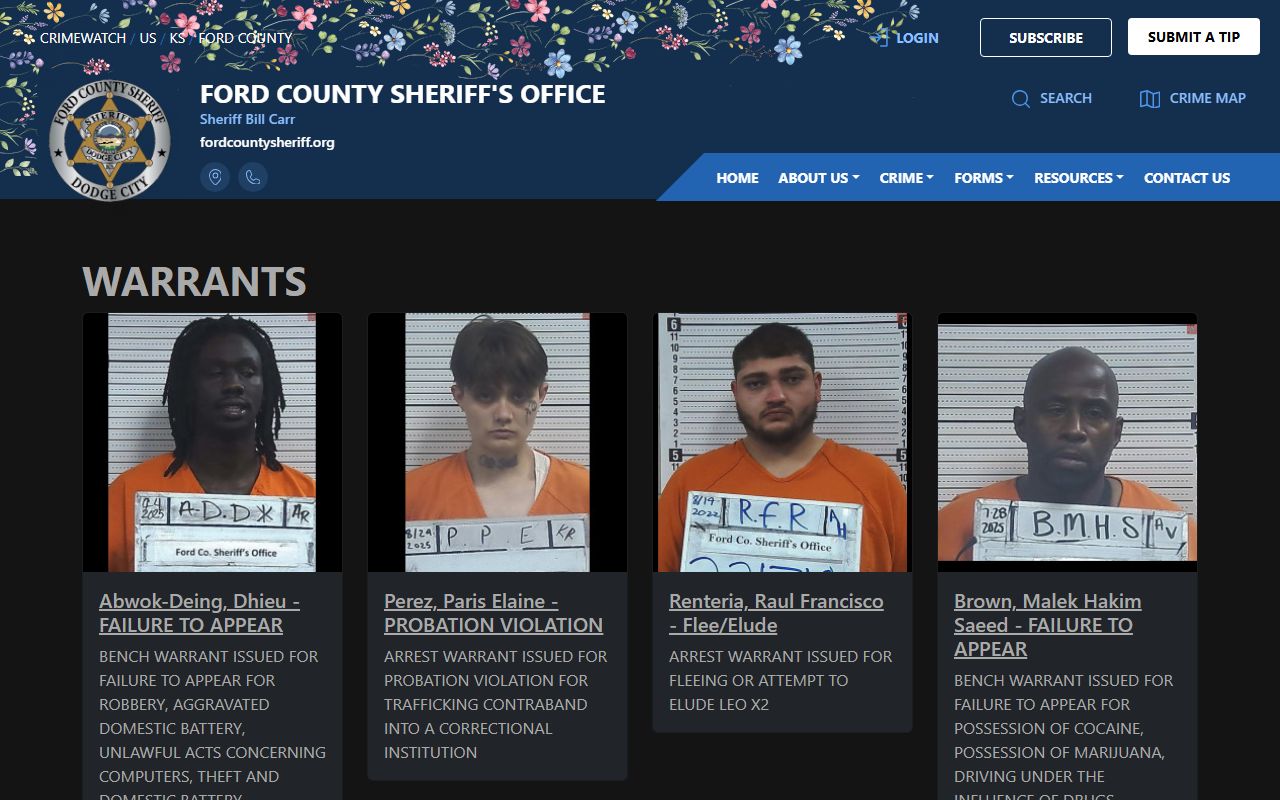 Ford County warrant photos and jail mugshot related records